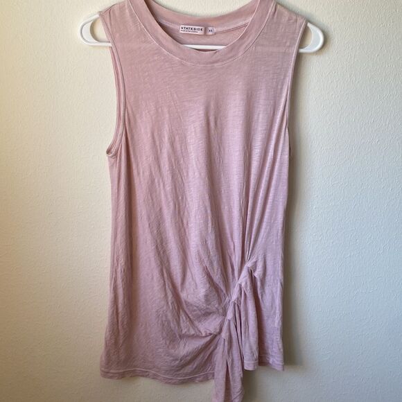 Stateside pink sleeveless T-shirt ruffles XS - Picture 1 of 6